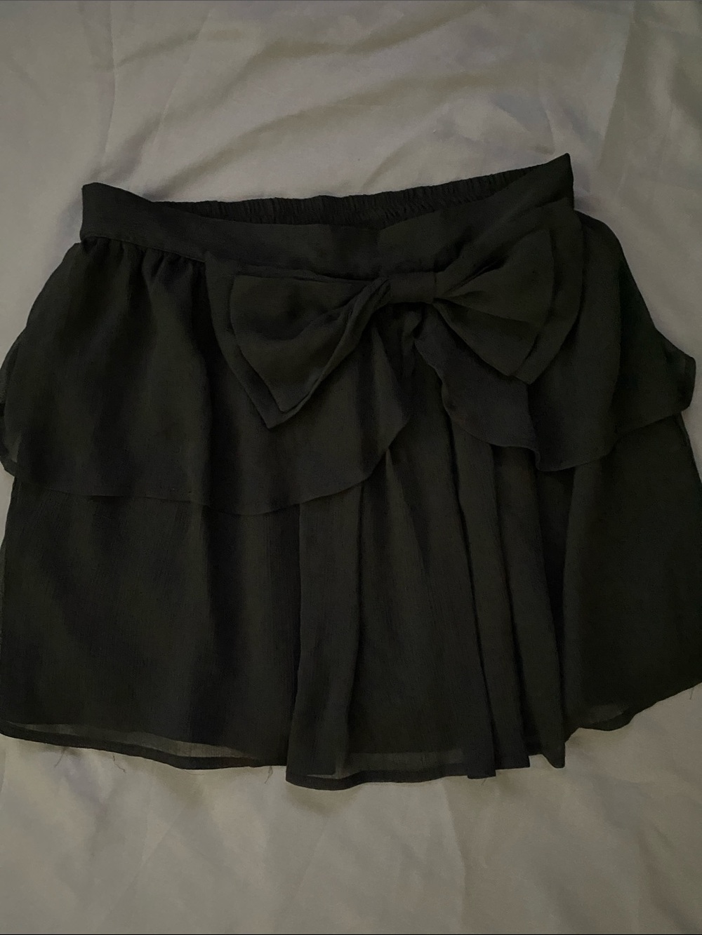 Steve Madden Black Ruffle Skirt with Waist Bow